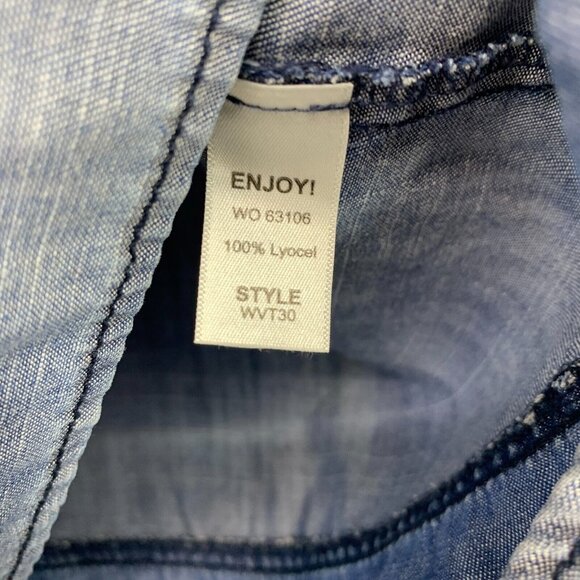 Michael Stars Top Blue Chambray Denim V Neck Long Sleeve - Picture 7 of 10